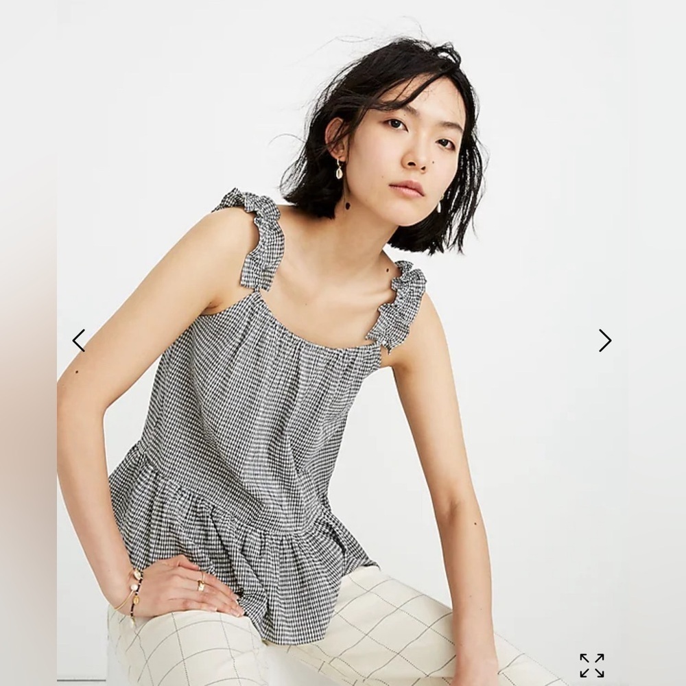 Madewell Ruffle-Strap Cami Top in Gingham